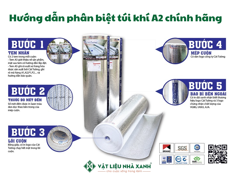 Hướng dẫn phân biệt túi khí Cát Tường A2 chính hãng.