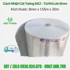 Hình ảnh thực tế cuộn 8A2 cách nhiệt 2 màng nhôm nguyên chất dày 8mm, mẫu mới nhất 2026 chính hãng Cát Tường