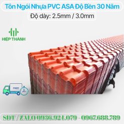 Mẫu ngói nhựa 7 sóng màu cam dày 2.5mm