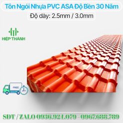 Mẫu ngói nhựa 7 sóng màu cam dày 2.5mm