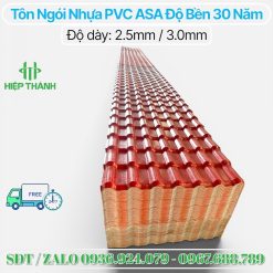 Mẫu ngói nhựa 7 sóng màu đỏ dày 3mm