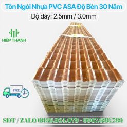 Mẫu ngói nhựa 7 sóng màu nâu dày 3mm