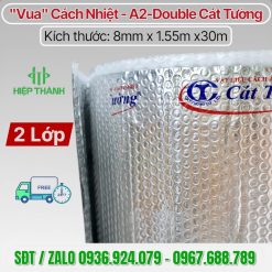 Dòng Cát Tường A2 Double (2 mặt nhôm, 2 lớp túi khí) chính là "Rolls-Royce" trong ngành cách nhiệt. Tổng kho Vật Liệu Hiệp Thành cung cấp hàng A2 double chính hãng Cát Tường, mua ngay giảm 5%