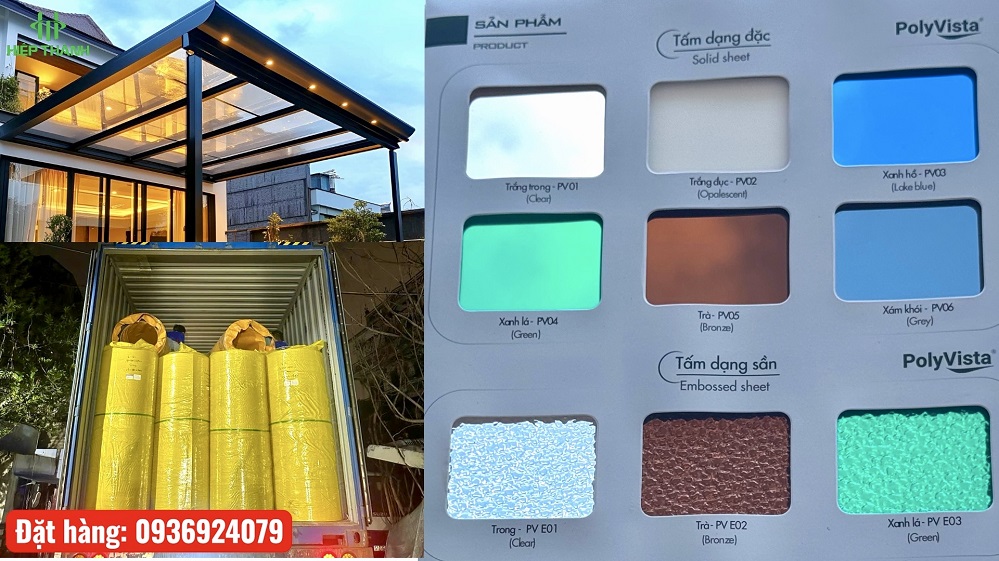 Bảng màu tấm Polycarbonate đặc cao cấp tại Hiệp Thành