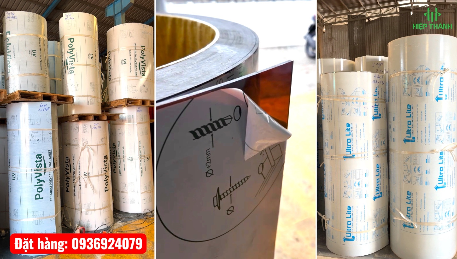 Tấm Polycarbonate đặc ruột cao cấp tại kho Hiệp Thành