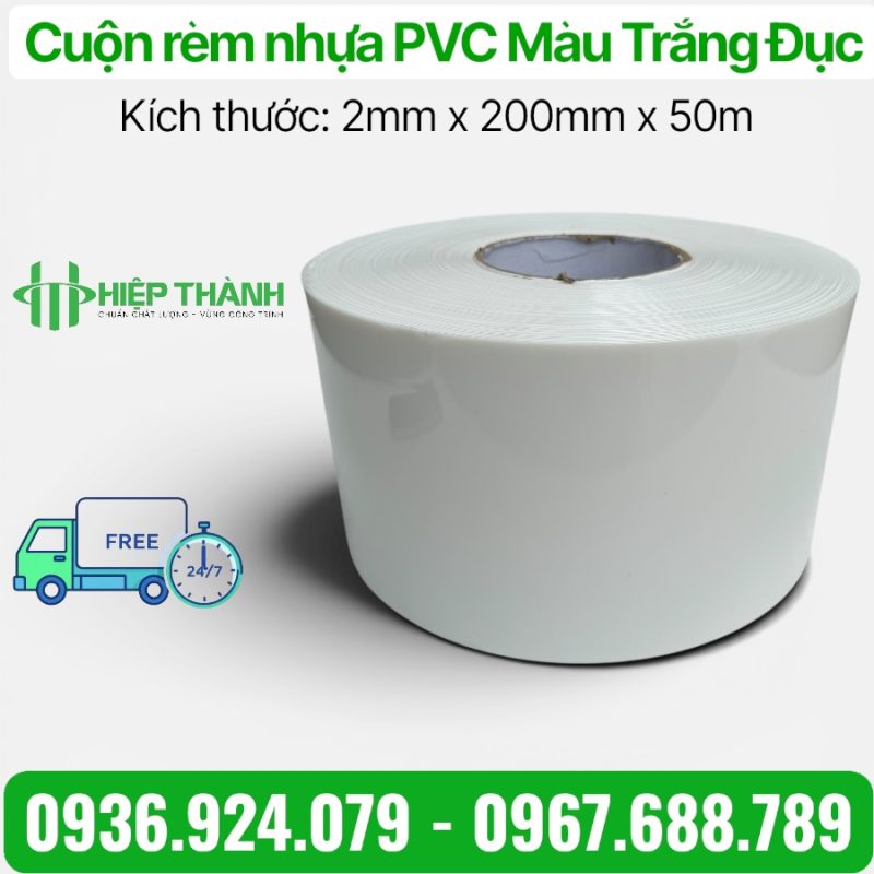 Cuộn rèm nhựa PVC Màu Trắng Đục Che Khuất Tầm Nhìn
