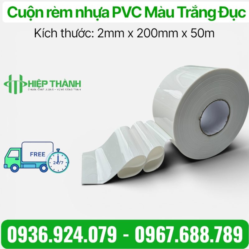 Cuộn rèm nhựa PVC Màu Trắng Đục Che Khuất Tầm Nhìn