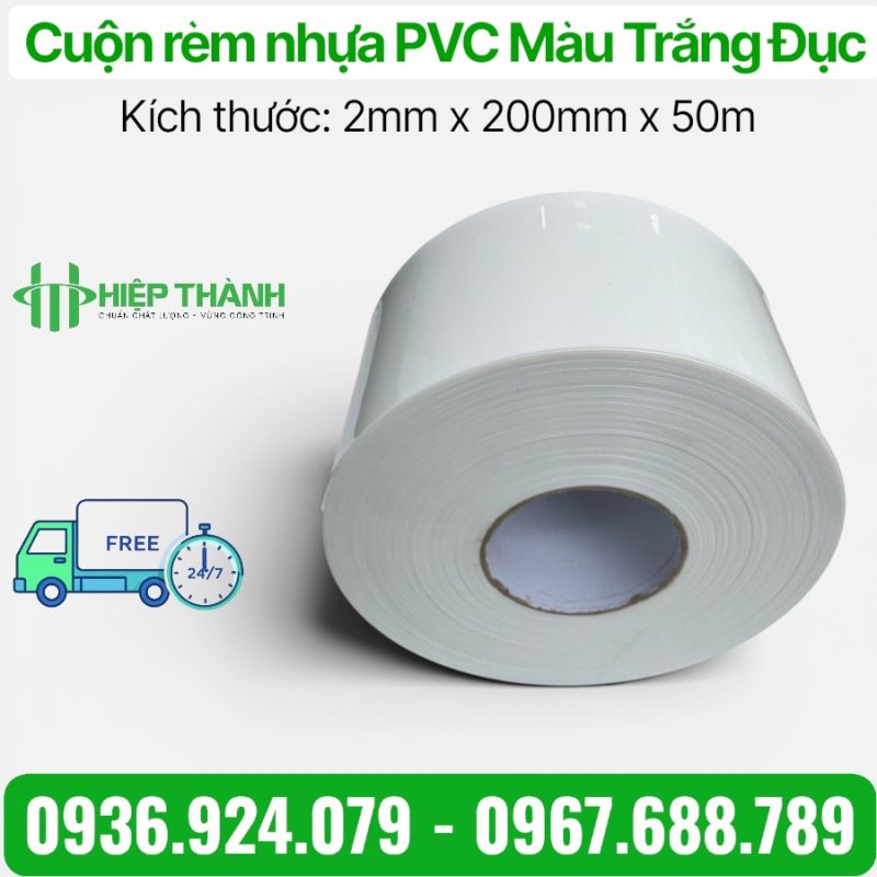 Cuộn rèm nhựa PVC Màu Trắng Đục Che Khuất Tầm Nhìn
