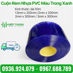 Cuộn rèm nhựa PVC màu trong xanh, ngăn lạnh ngăn bụi, chắn hơi điều hòa tốt. quy cách 1.5mm x200mm x 50m
