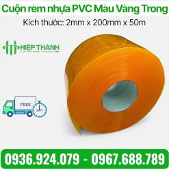 Cuộn rèm nhựa PVC vàng trong trơn mịn, quy cách 2mm x 200mm x 50m
