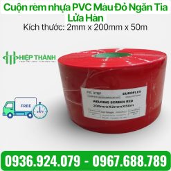 Rèm nhựa PVC màu đỏ ngăn tia lửa hàn, quy cách: 2mm x 200mm x 50m tại kho