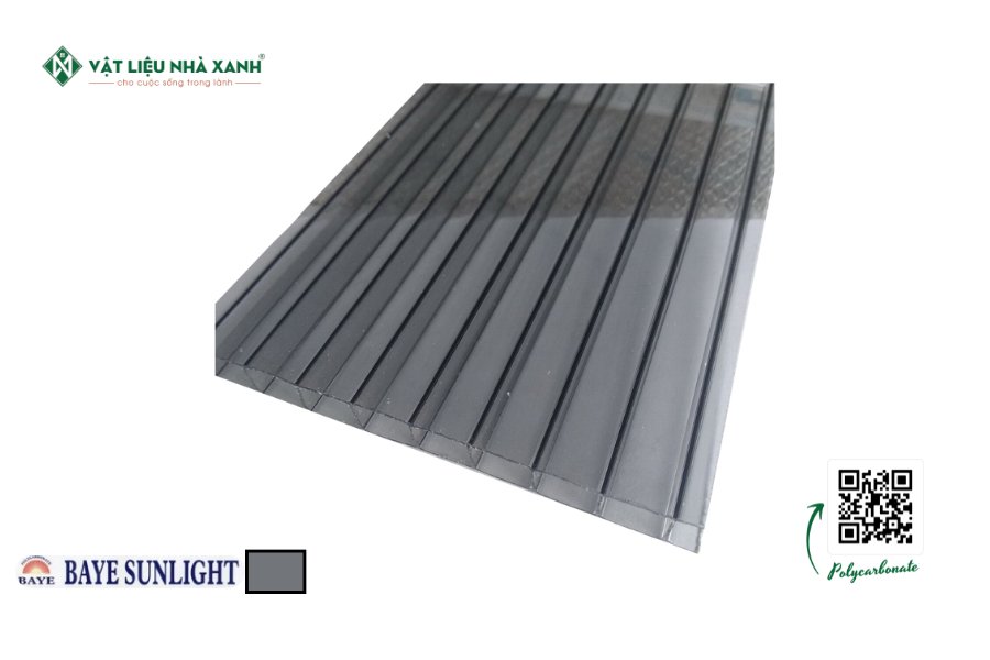 Tấm Polycarbonate đặc ruột Coolmax màu ghi xám