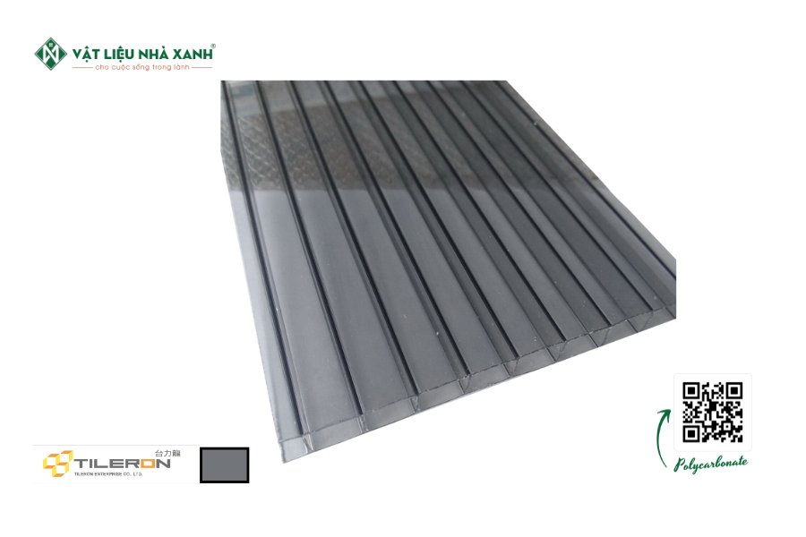 Tấm Polycarbonate rỗng ruột Tileron màu xám lạnh