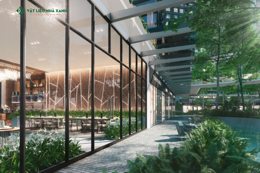 hệ mái che lấy sáng bằng tấm Polycarbonate ở Ecopark Văn Giang