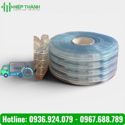 Cuộn rèm nhựa PVC màu trắng trong gân sóng đôi