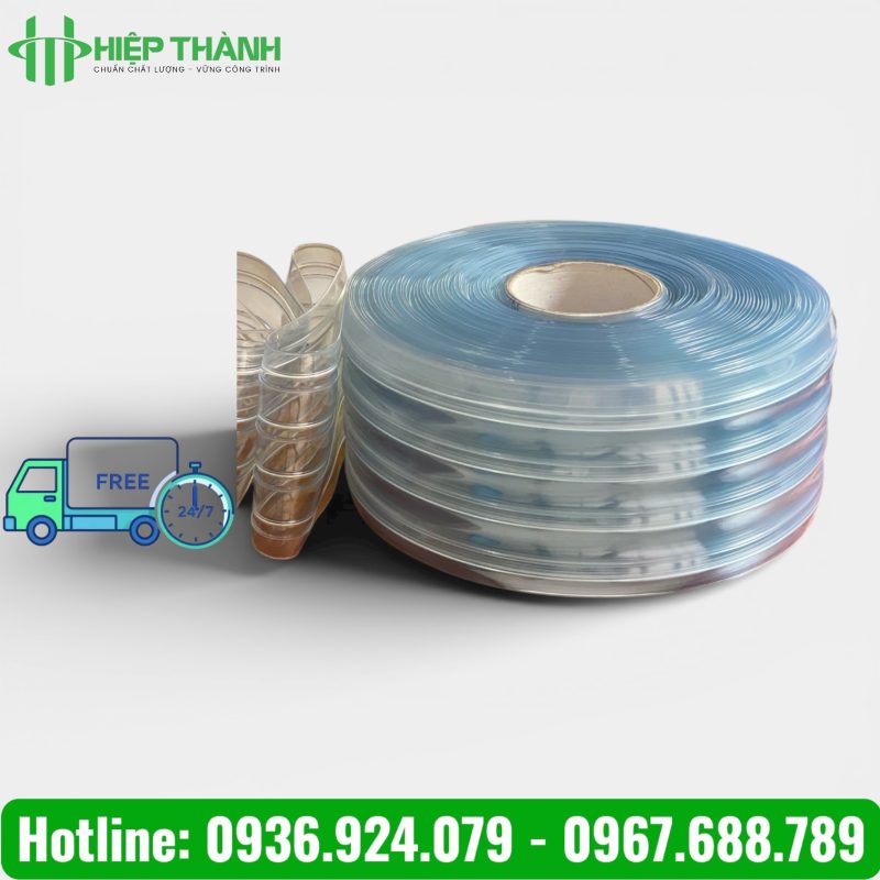 Cuộn rèm nhựa PVC màu trắng trong gân sóng đôi