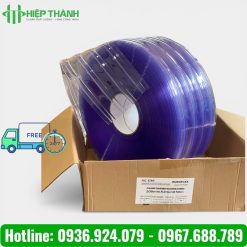 Cuộn rèm nhựa PVC màu xanh trong gân sóng đôi