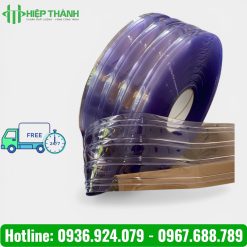 Cuộn rèm nhựa PVC màu xanh trong gân sóng đôi