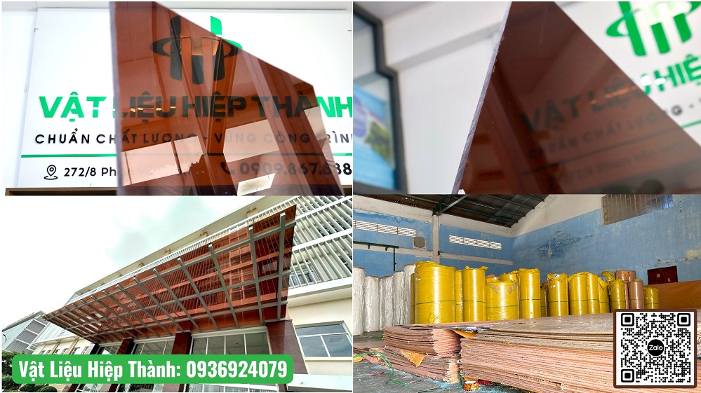 Màu nâu trà tấm Polycarbonate đặc độ dày từ 8mm -10mm . Hàng có sẵn gọi 0936924079 nhận ưu đãi