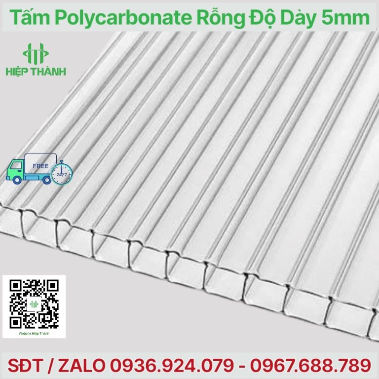 Tấm Polycarbonate Rỗng Dày 5mm Giá Sỉ Tổng Kho Quận 12
