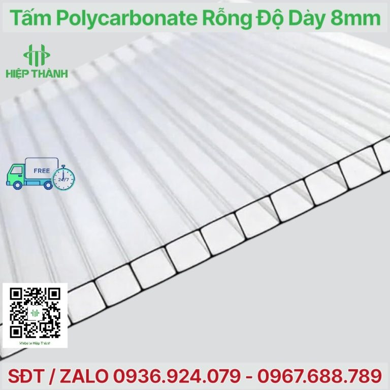 Tổng kho tấm Polycarbonate rỗng độ dày 8mm