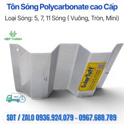 Tôn sóng nhựa poly màu trắng trong - xanh biển - trà lấy sáng 80%
