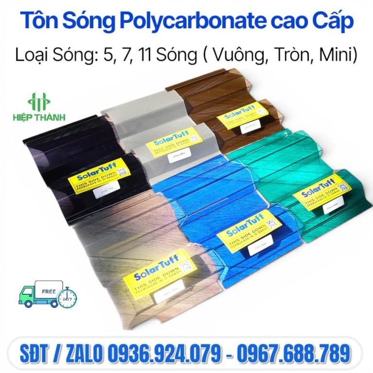 Bảng màu tôn nhựa lấy sáng polycarbonate